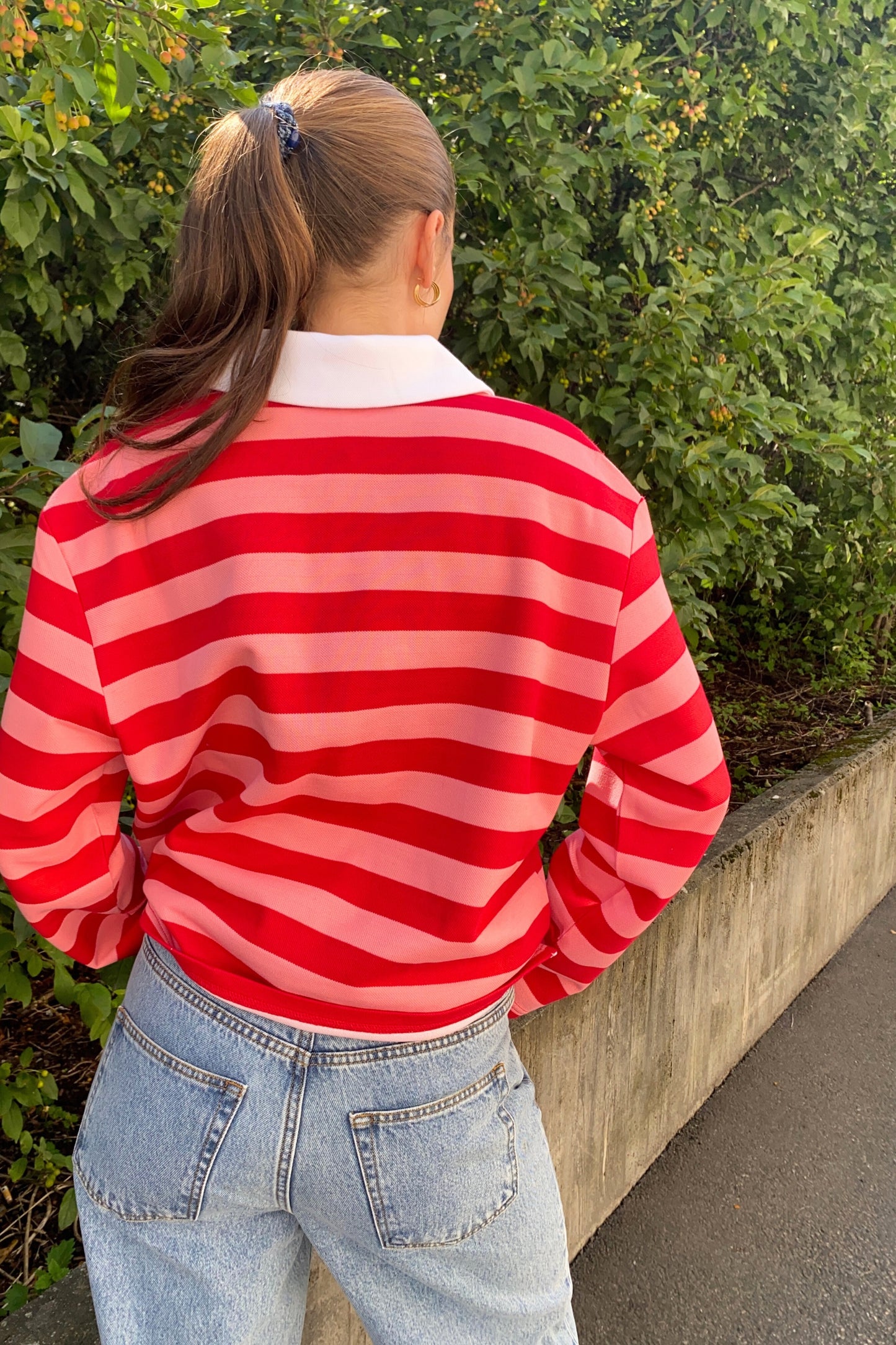 Beacras Blouse Pink Red Stripe