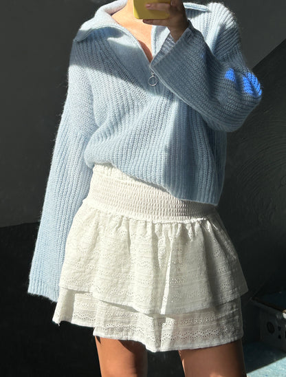 Florie Zip Knit Soft Blue