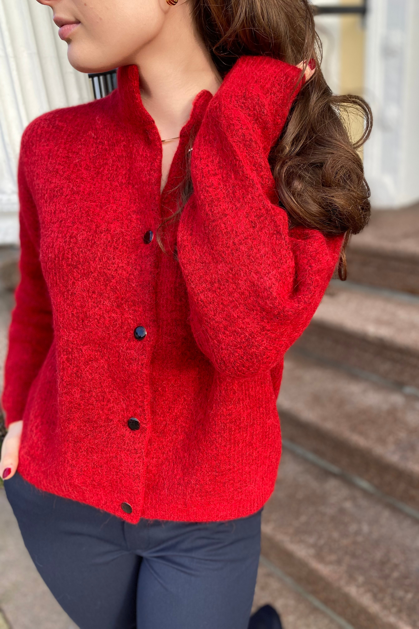 AlphaGZ short cardigan Haute Red Melange
