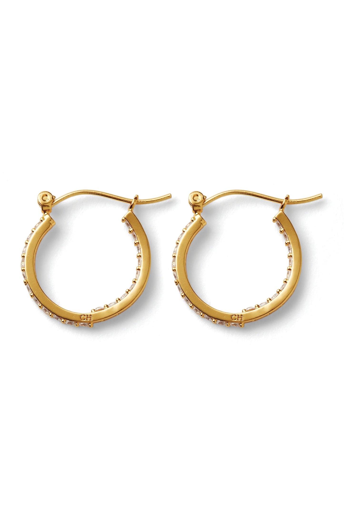 Pave Mini Hoops Gold