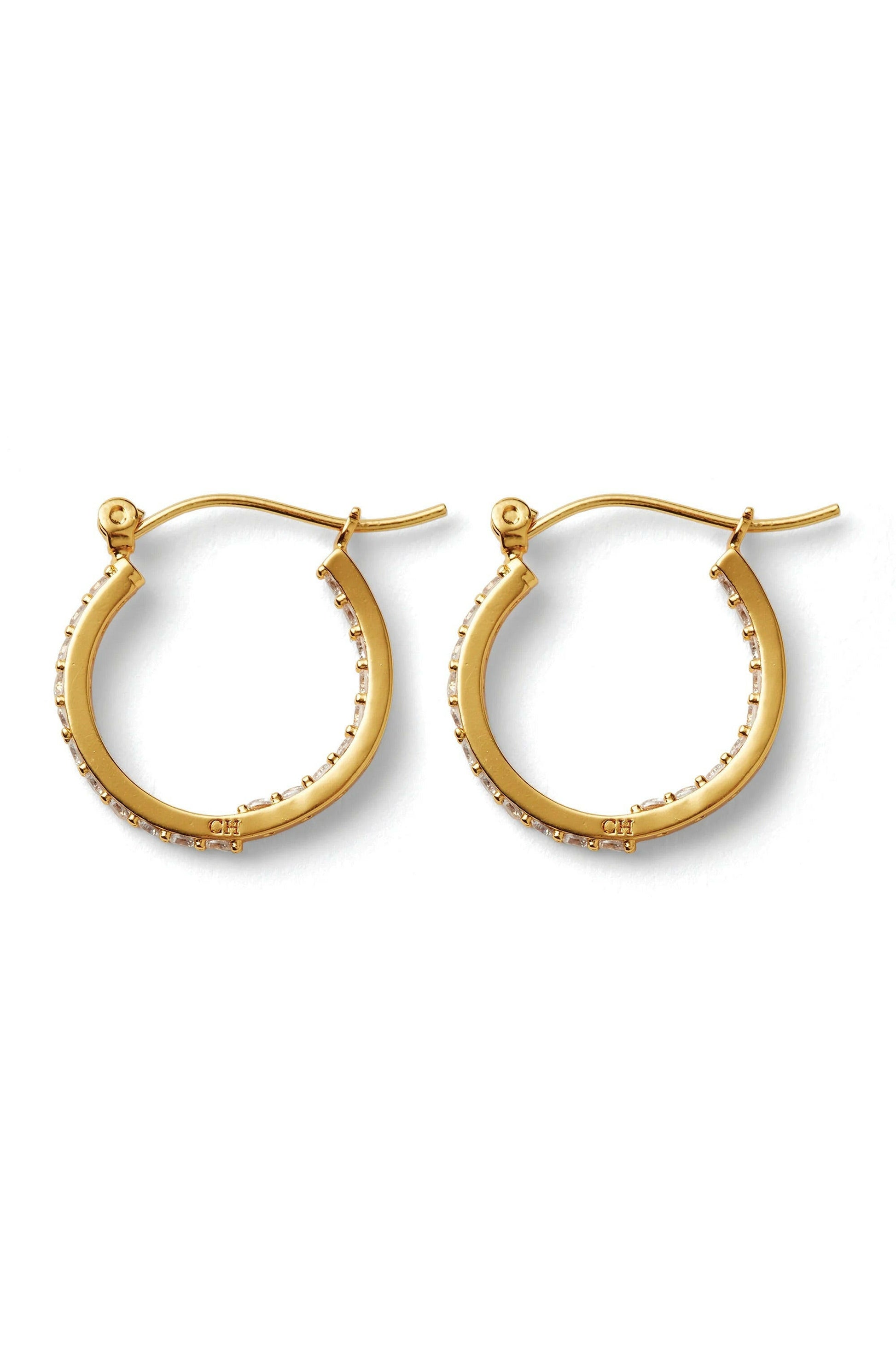 Pave Mini Hoops Gold.