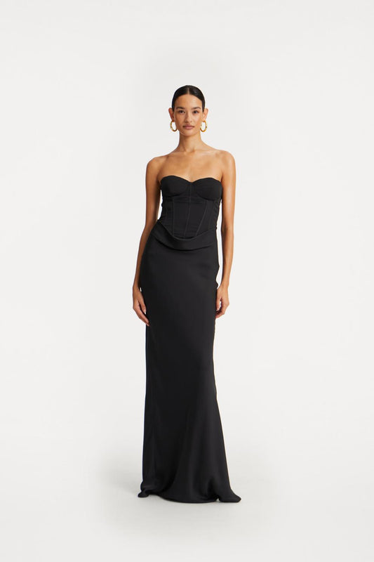 Satin Corset Maxi Dress Black