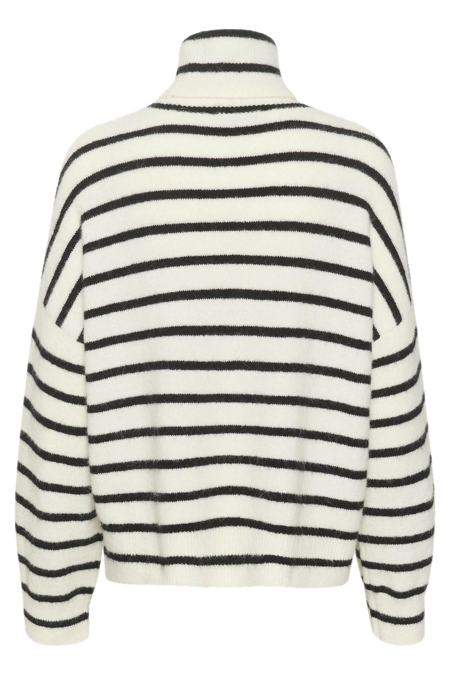 AlphaGZ rollneck striped Ivory Black Striped.