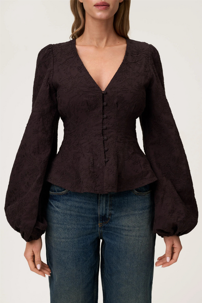 Palena Blouse Brown Embroidery