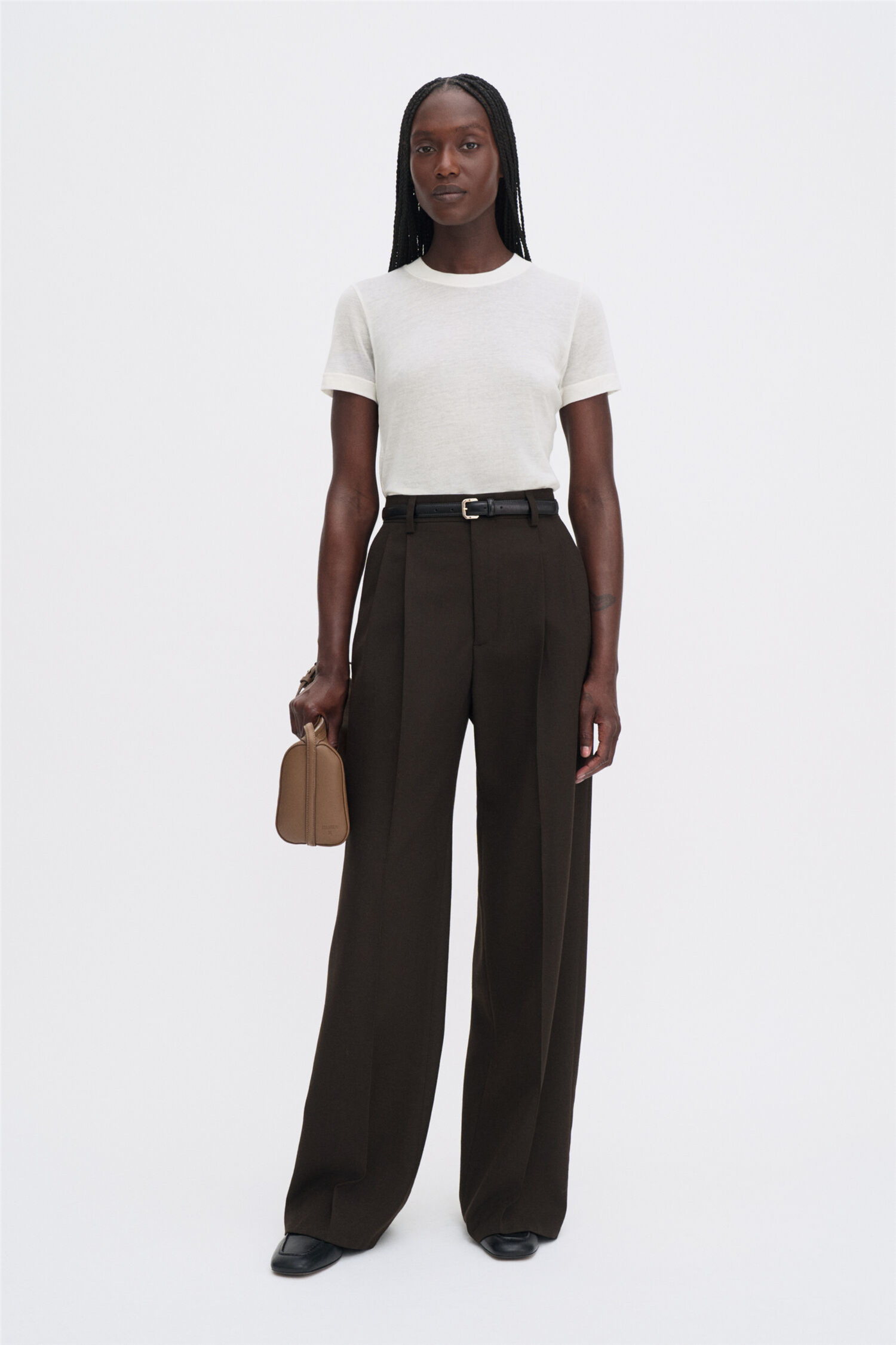 Darcey Wool Trousers Dark Chocolate.