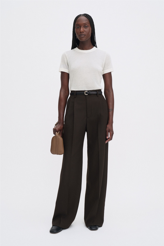 Darcey Wool Trousers Dark Chocolate.