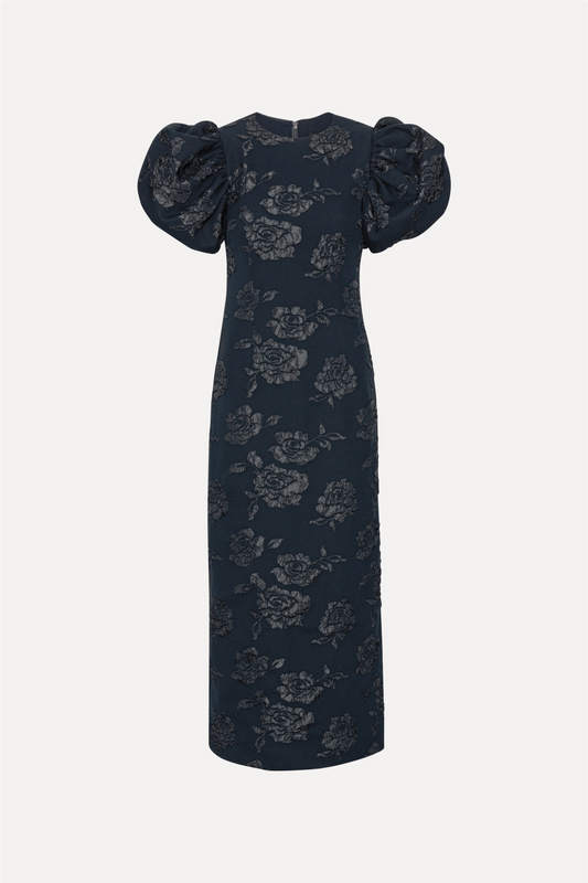 Jacquard Midi Puff Dress Sky Captain (Dark Blue) 2318