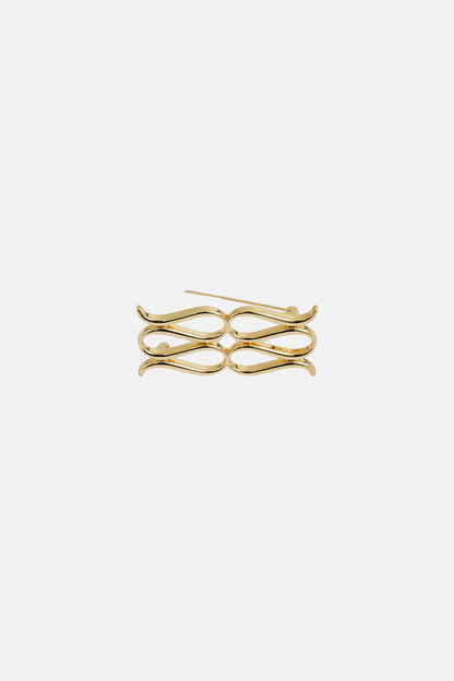Monogram Brooch Gold Metallic