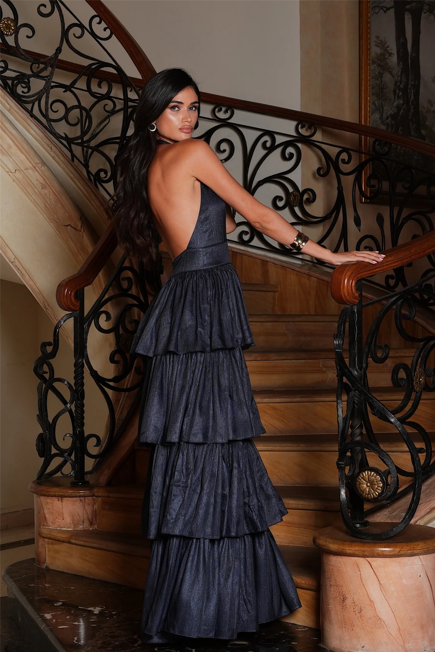 Angel Open Back Maxi Dress Navy