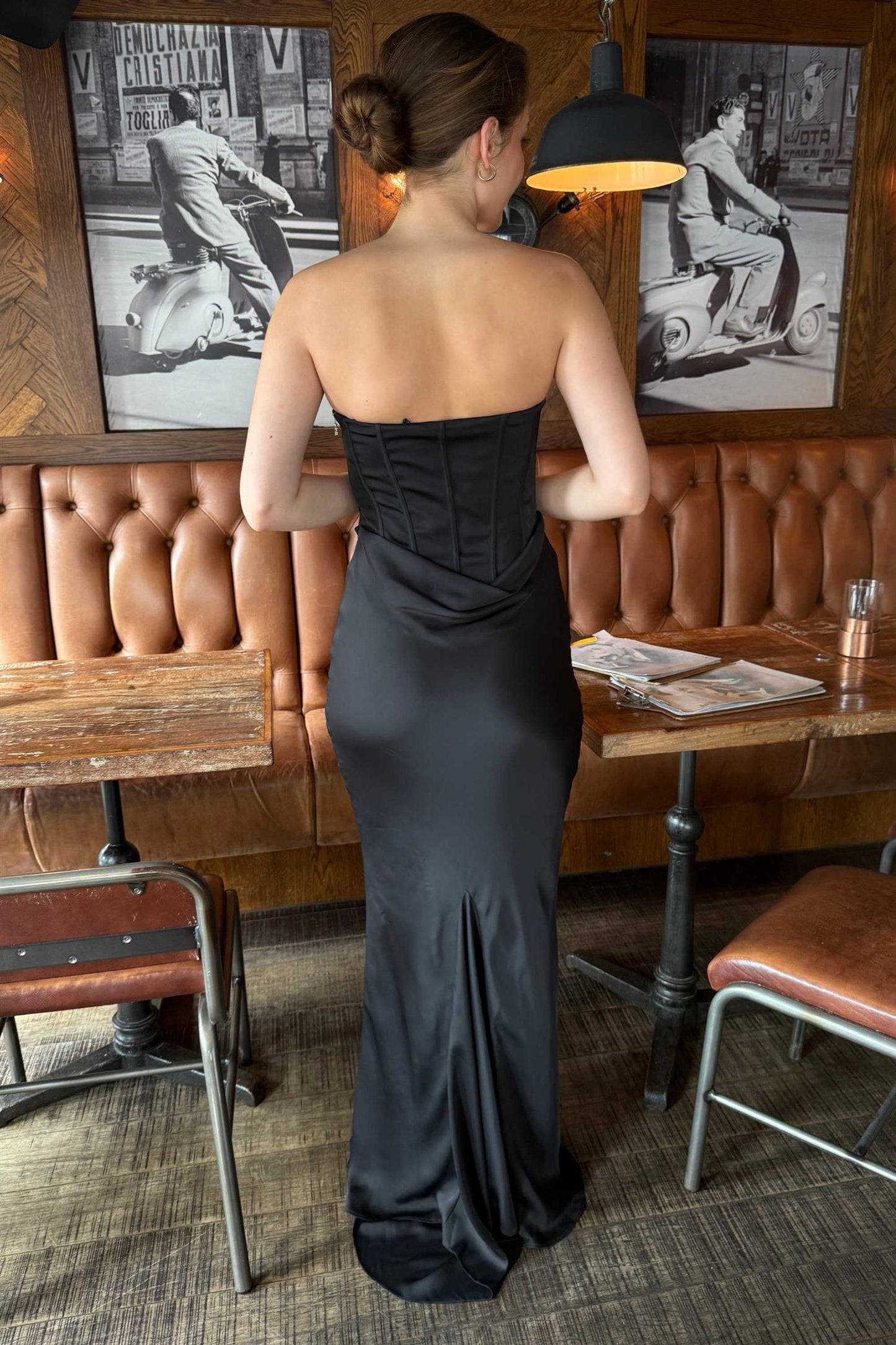 Satin Corset Maxi Dress Black