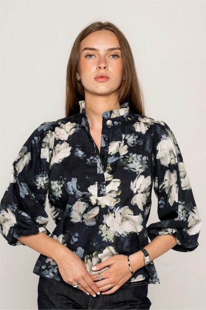Ella Blouse Blue Garden.