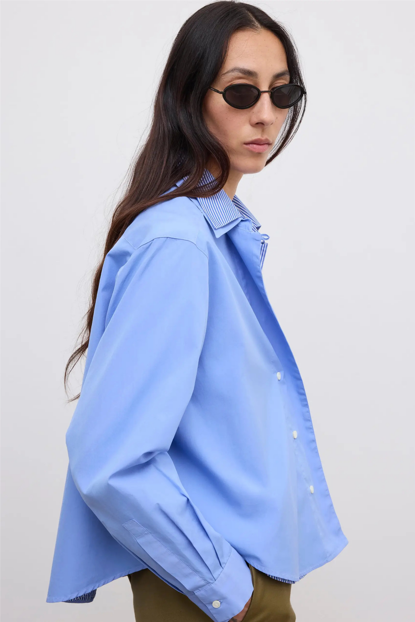 Cropped Shirt Mid Blue