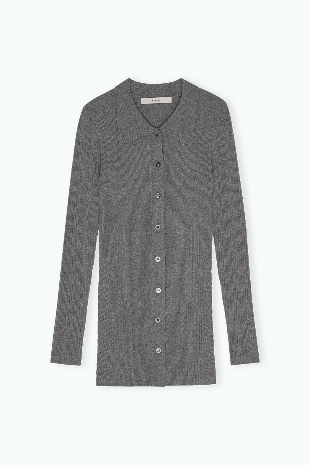 Rib Knit Cardigan Granite Gray.