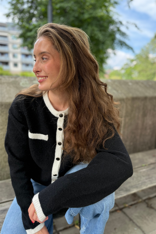 GZalpha ls contrast cardigan Sort
