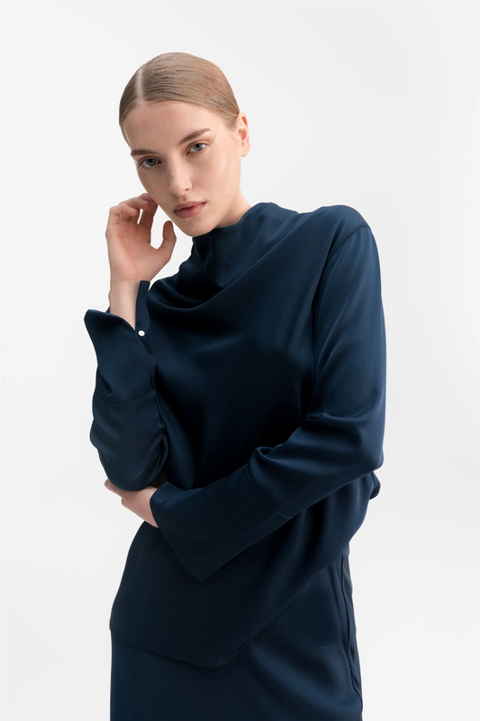 Ayumi Silk Blouse Midnight Blue