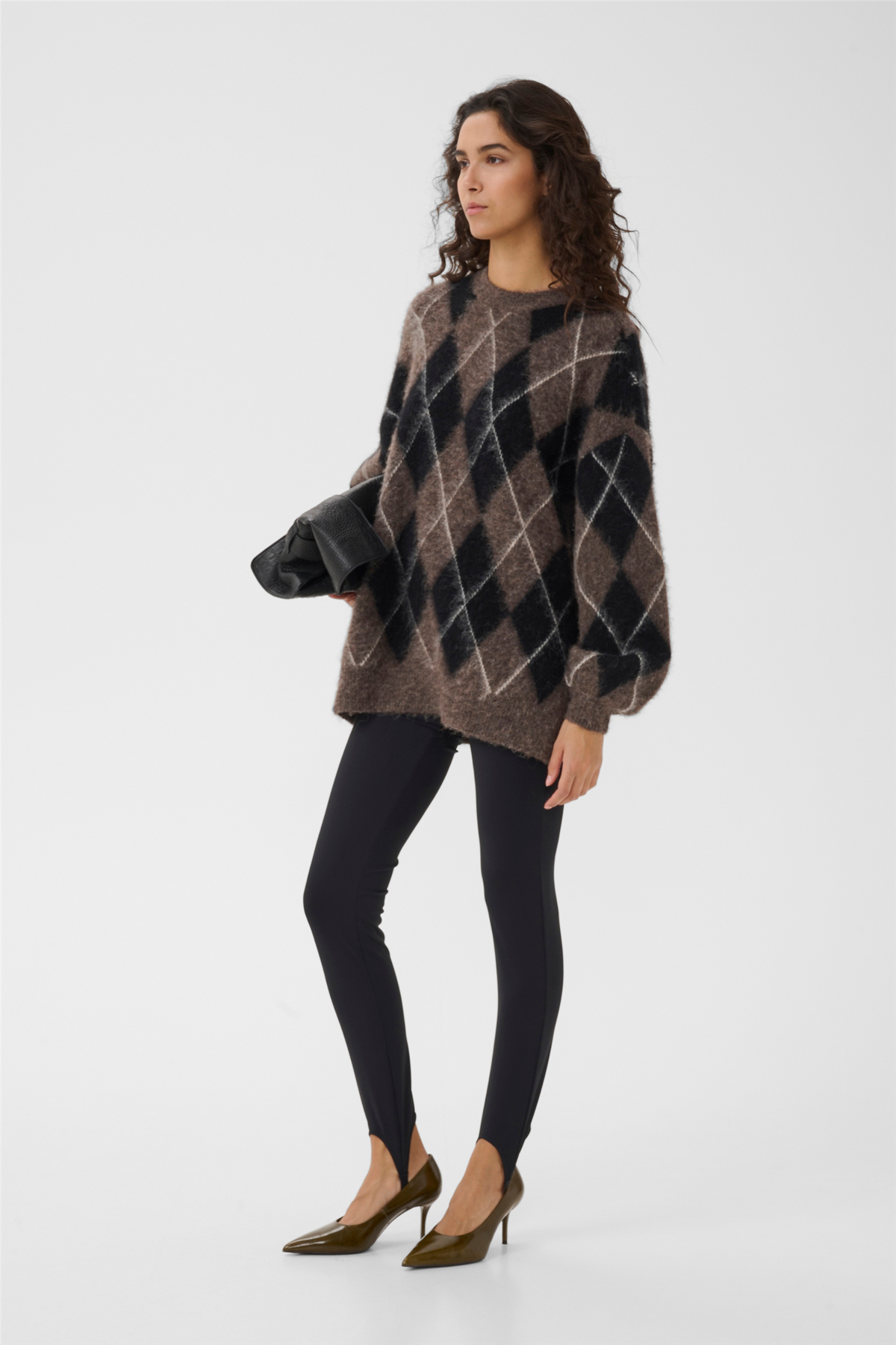 GZsida multi long pullover Black/Chestnut/Ivory.