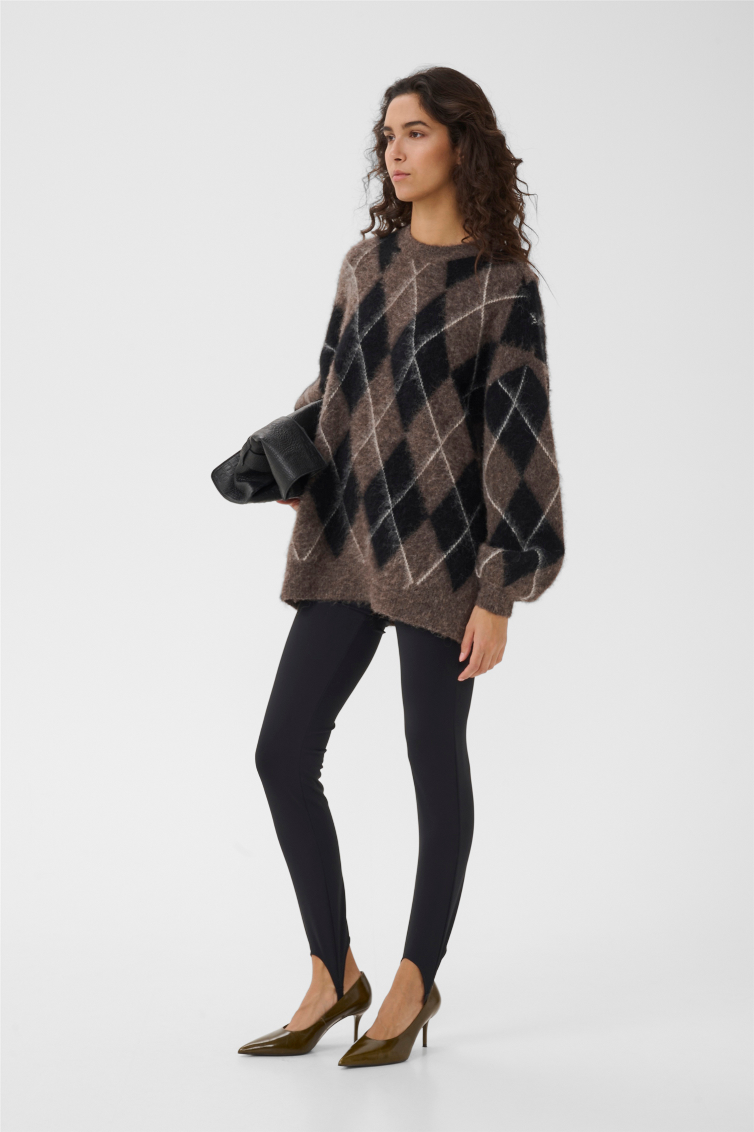 GZsida multi long pullover Black/Chestnut/Ivory.