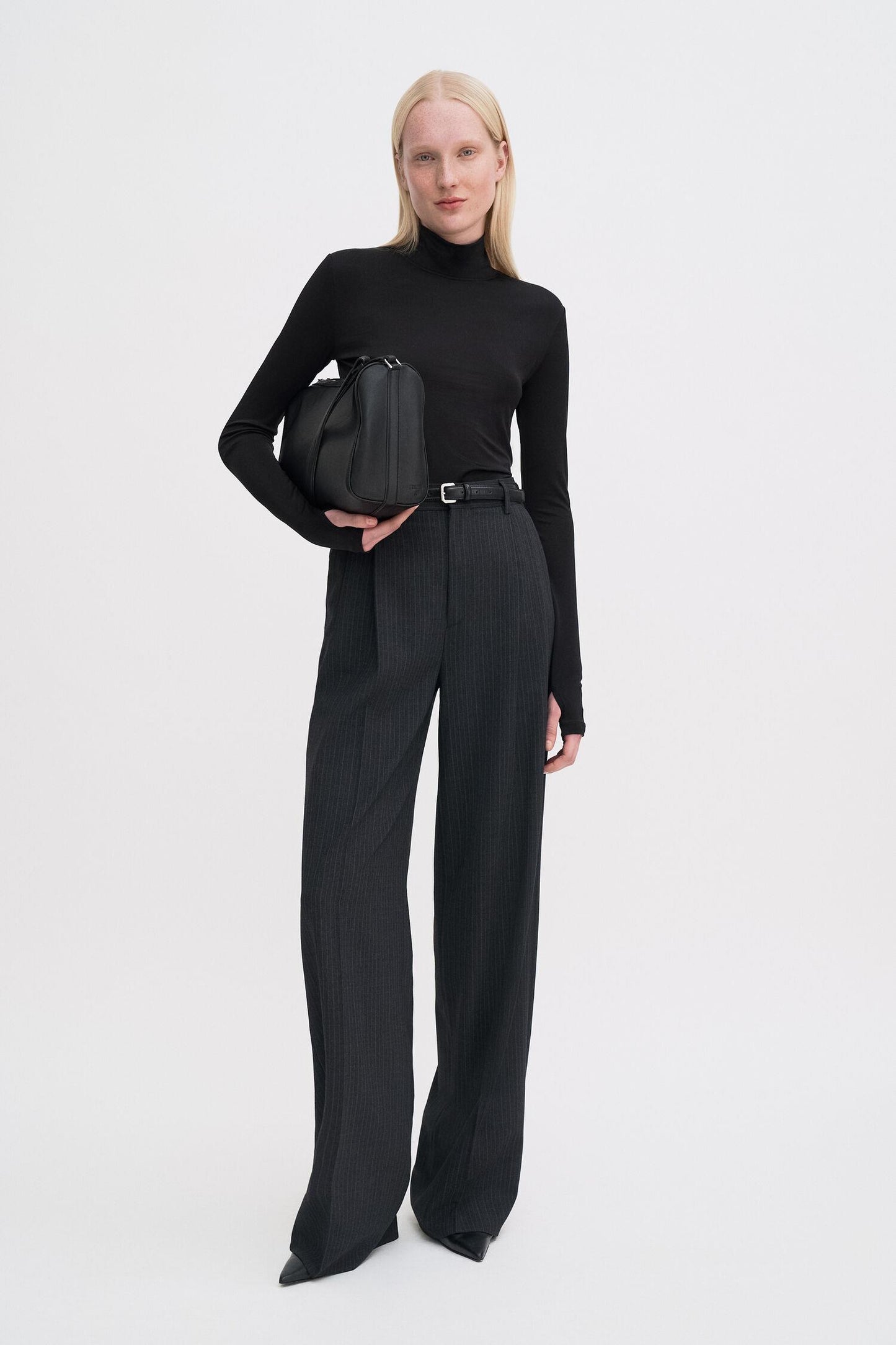 Darcey Pinstripe Trousers Anthracite Melange