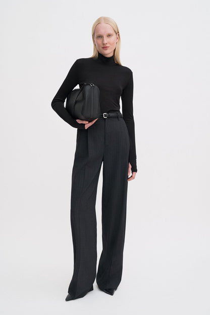 Darcey Pinstripe Trousers Anthracite Melange