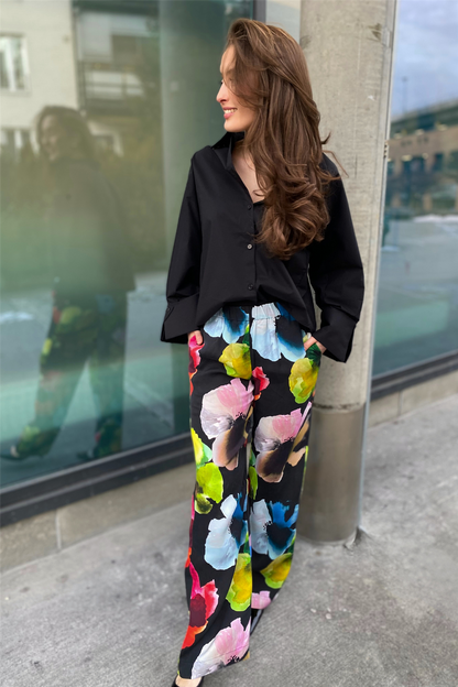 Elasticated Long Pants Watercolor Bloom