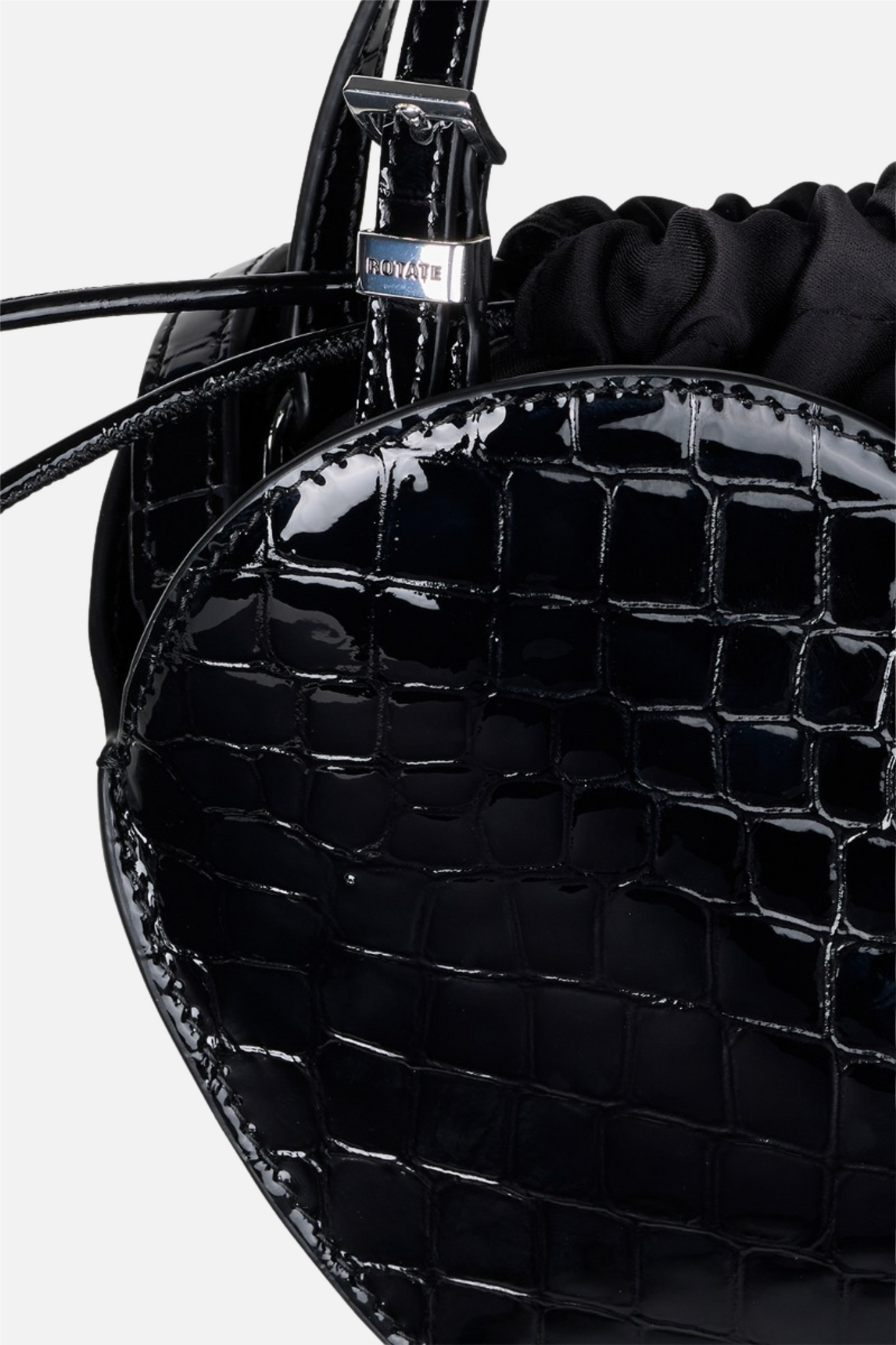 Patent Croco Heart Bag Black.