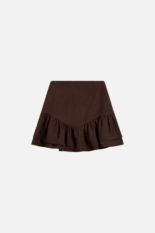 Posy Linen Skirt Cocoa Brown