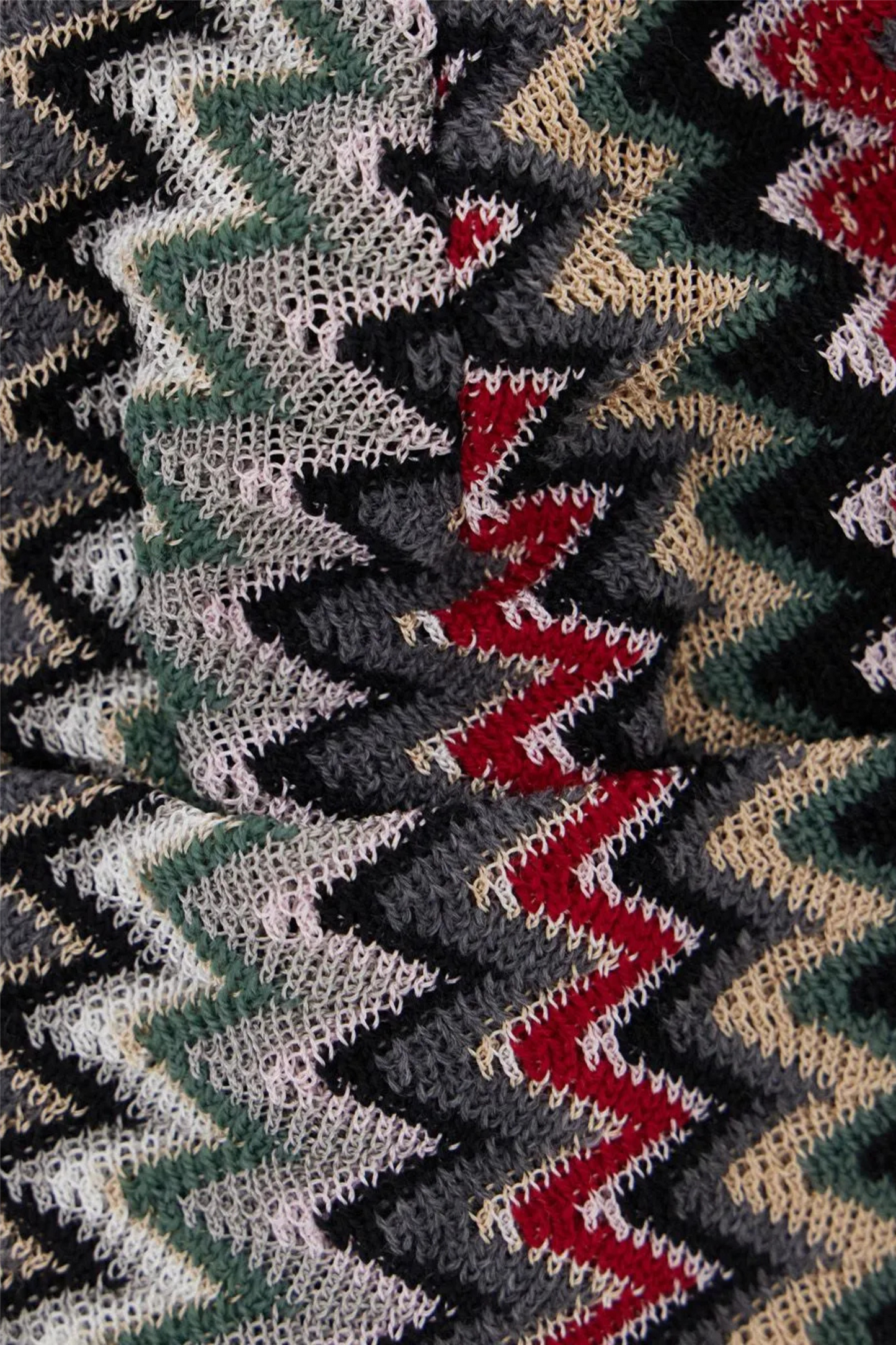 Zigzag Knit Beanie Brown