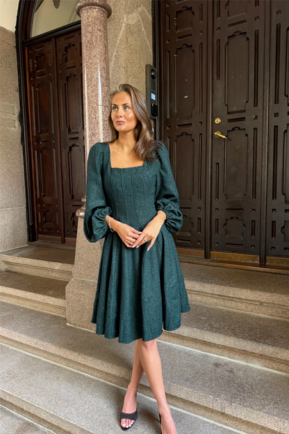 Sophie Tweed Dress Extra (15 cm) Green