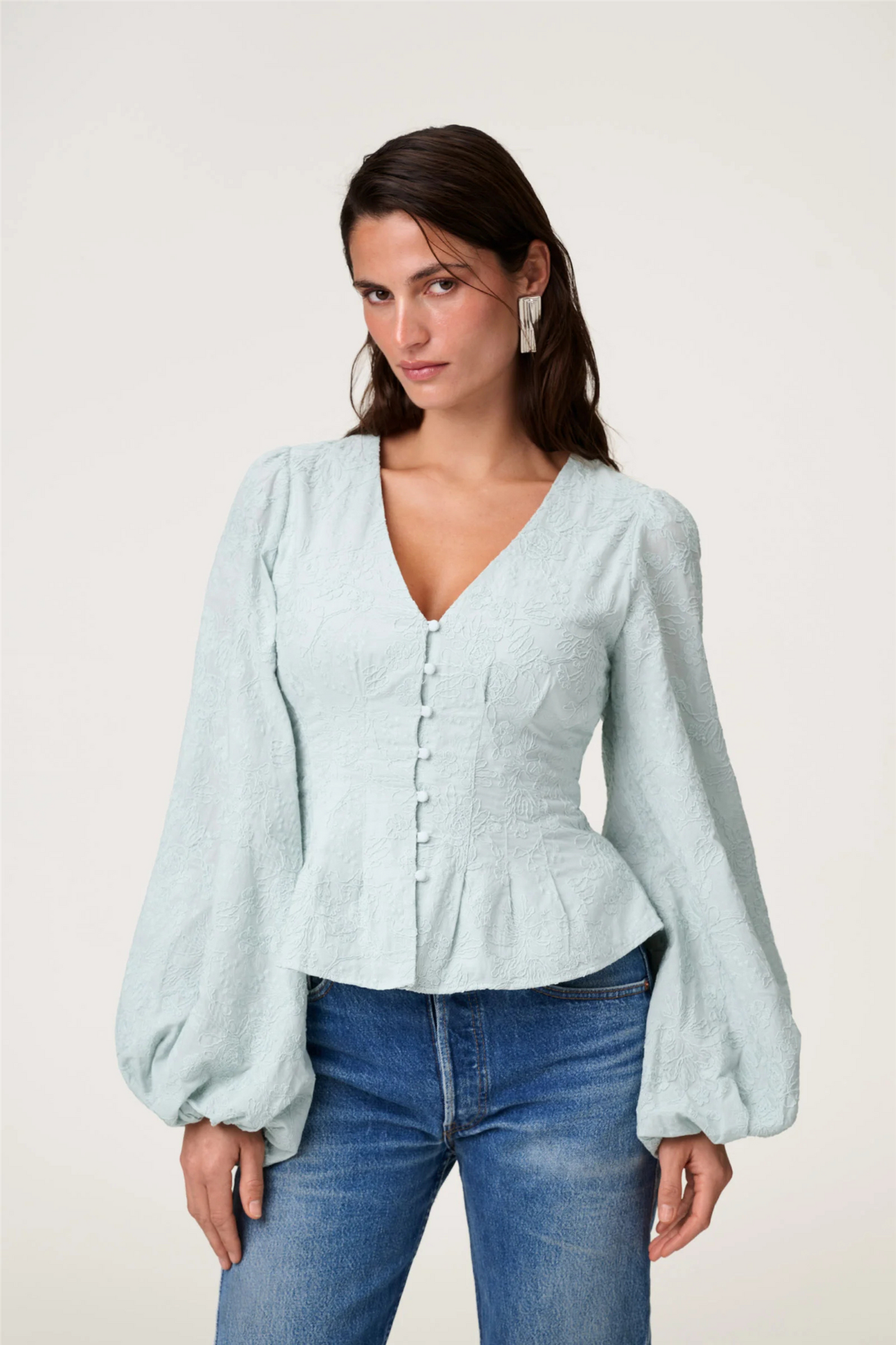 Palena Blouse Mint Embroidery.