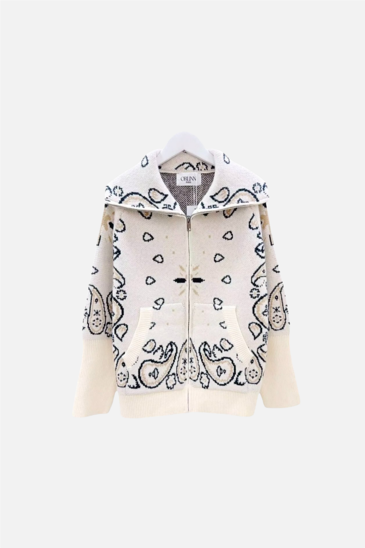 Paisley Jacket Zip Ecru.