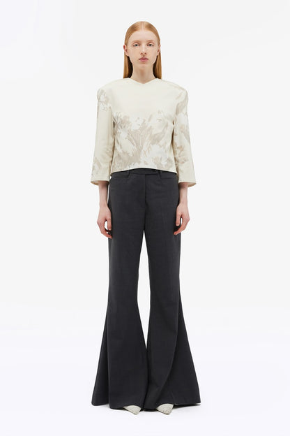 Floral Cropped Top Flower Jacquard + Almond Milk Comb.