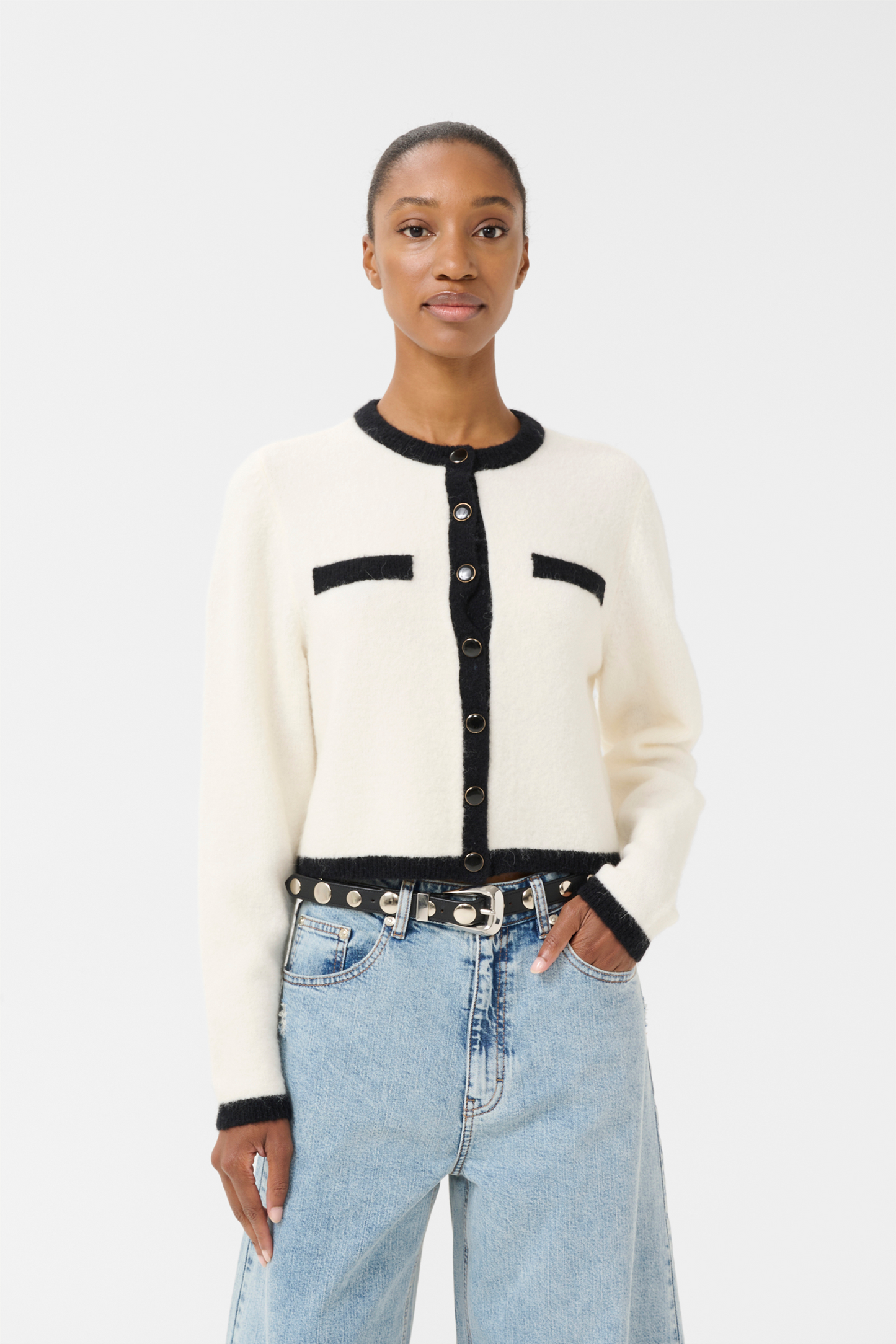 GZalpha ls contrast cardigan Hvit