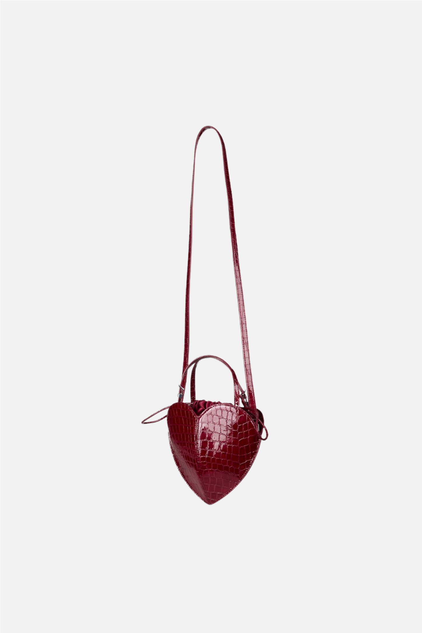 Patent Croco Heart Bag Windsor Wine.
