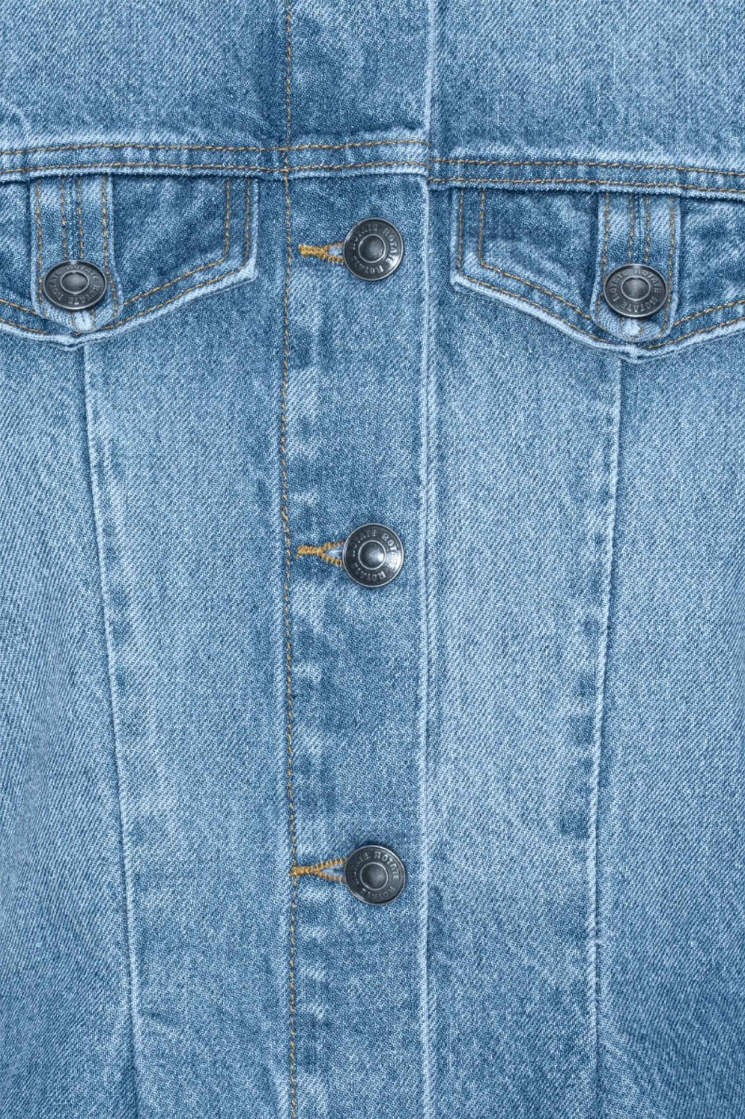 Flared Denim Top Medium Blue Denim.