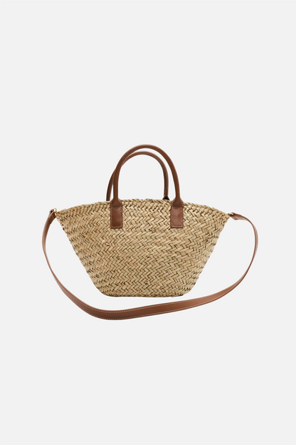 Small Monogram Straw Bag Cognac