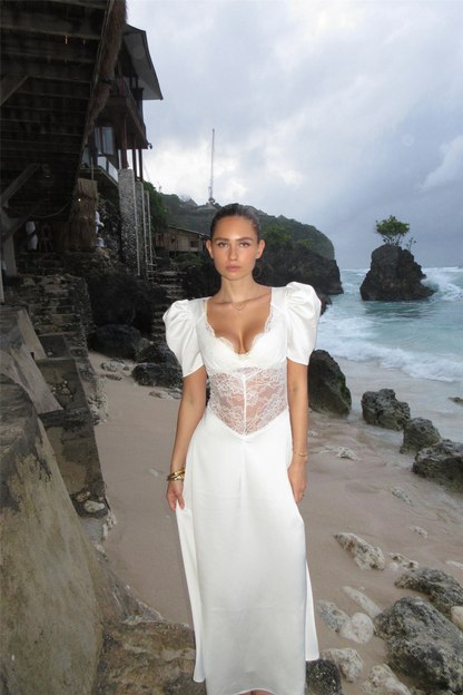 Francis Lace Midi Dress White