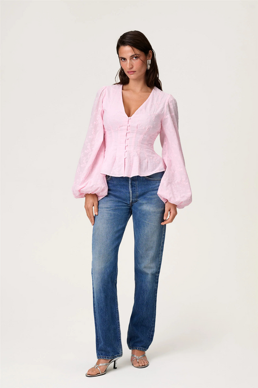 Palena Blouse Pink Embroidery.