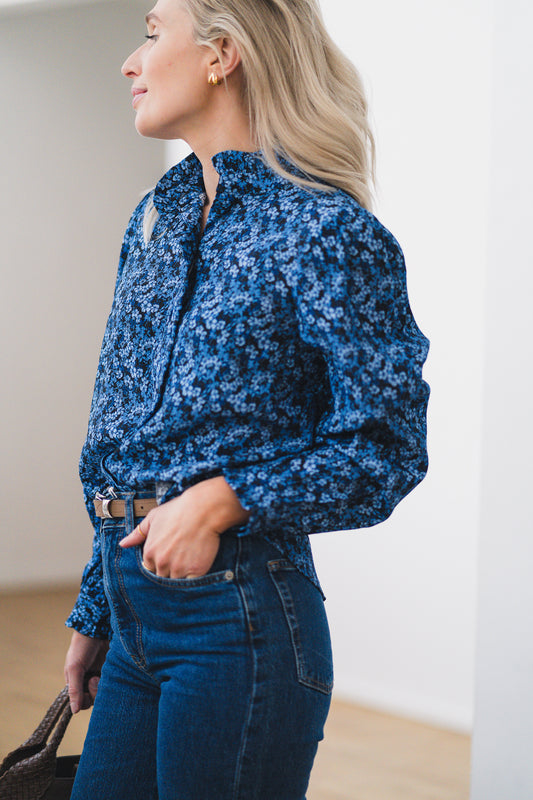 RAUSAstrid Shirt AOP Blue Iolite Flw
