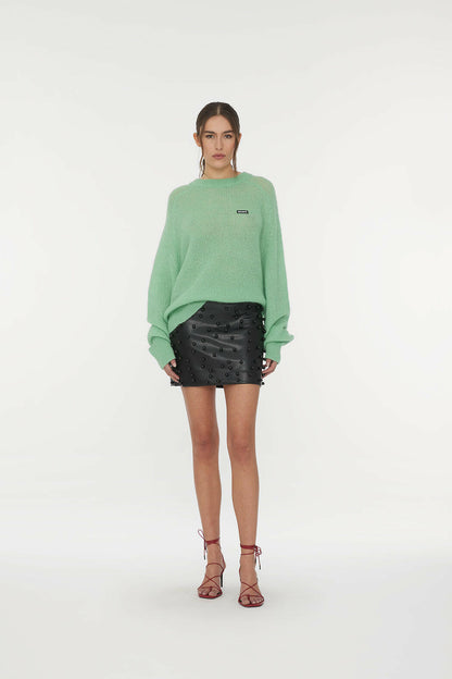 Light Knit Logo Sweater Grayed Jade.