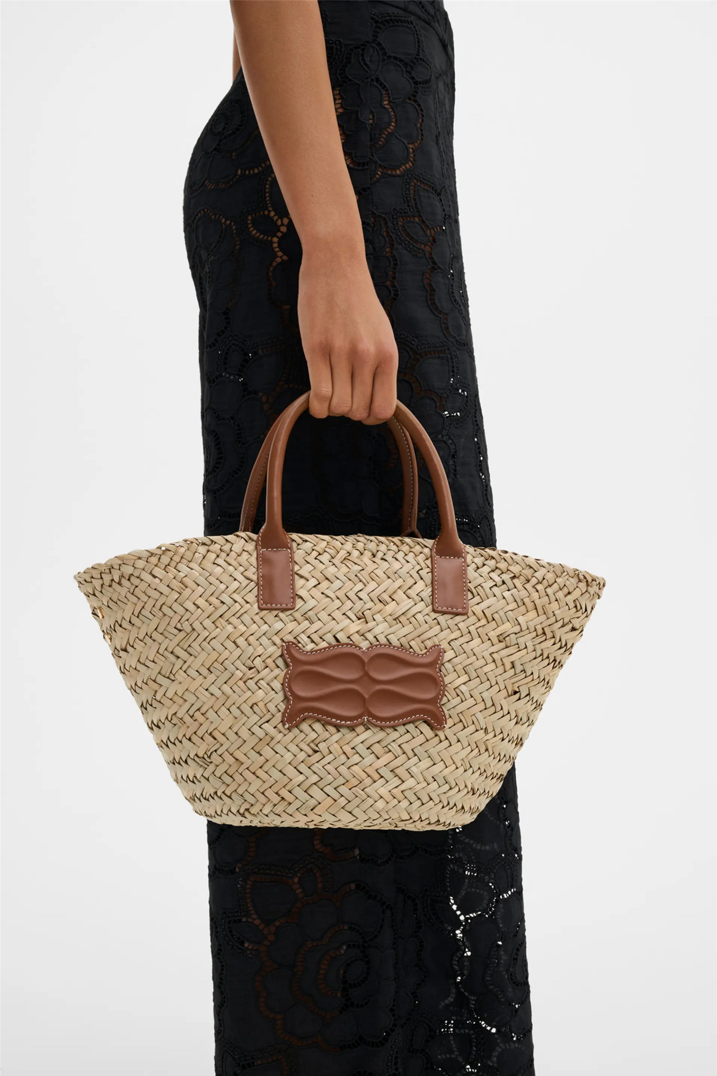 Small Monogram Straw Bag Cognac