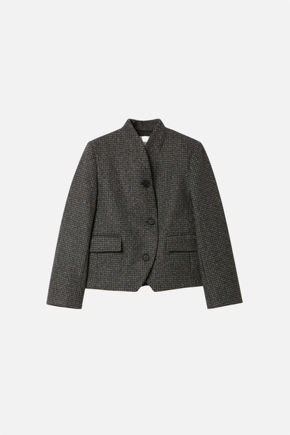 Short Curved Jacket Charcoal Grey.