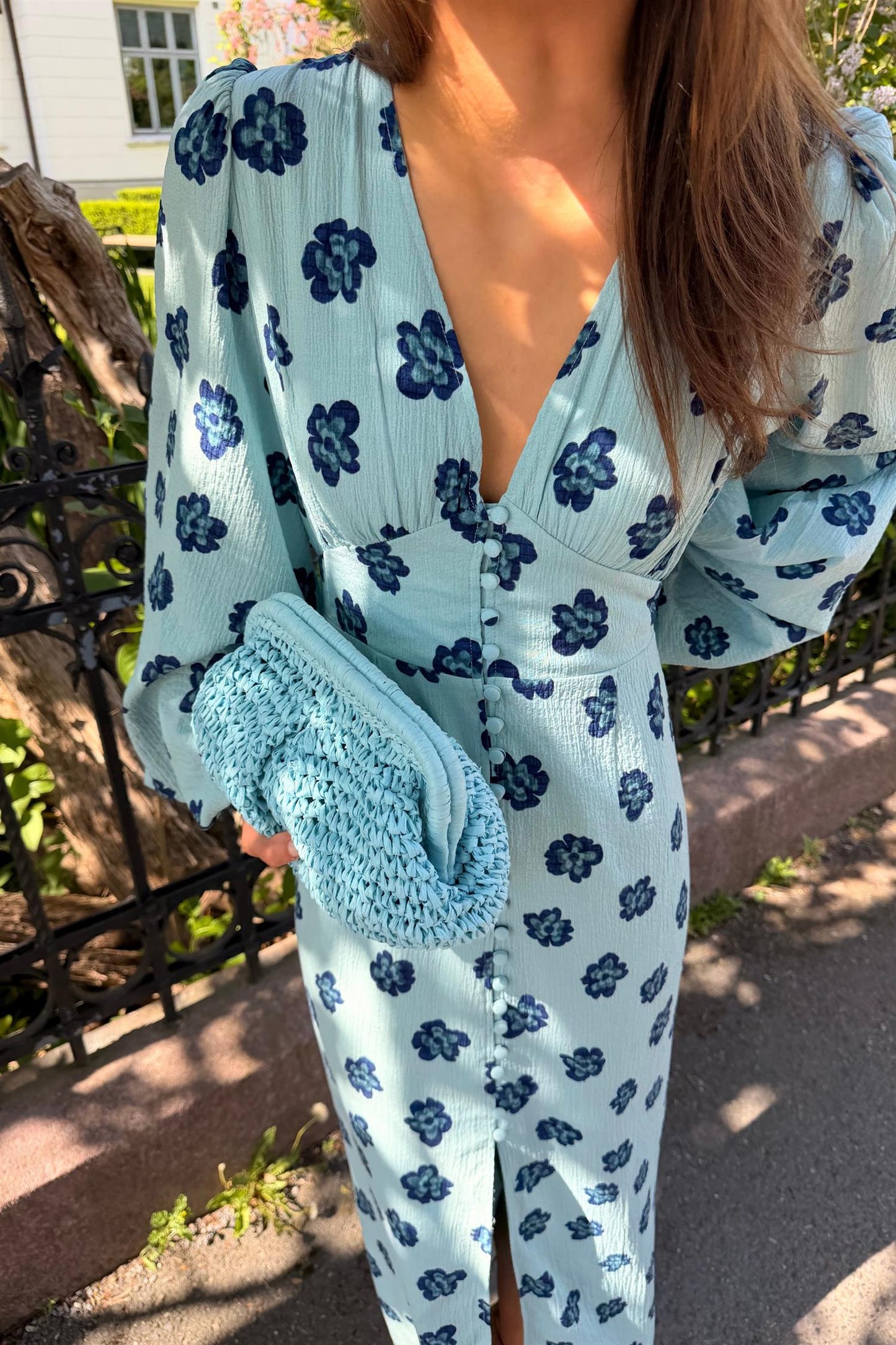Positano Dress Turquoise Flower