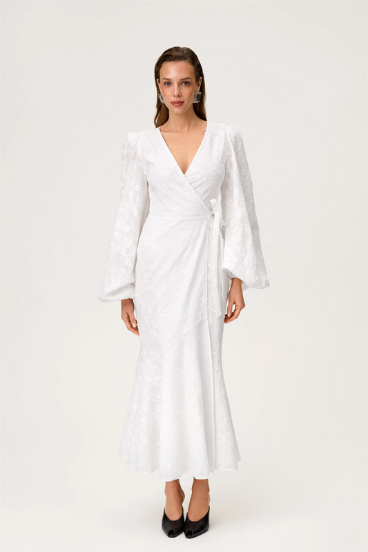 Portofino Maxi Dress White Embroidery.