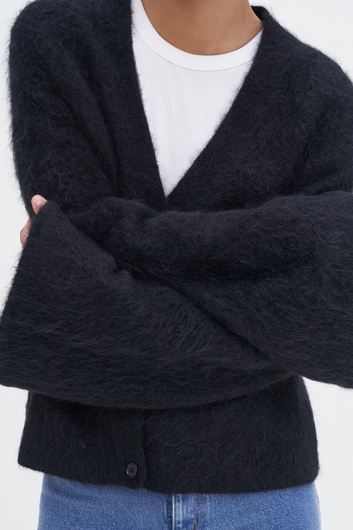 Fluffy cardigan Ink Black