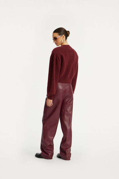 Knit Puffsleeve Cardigan Zinfandel