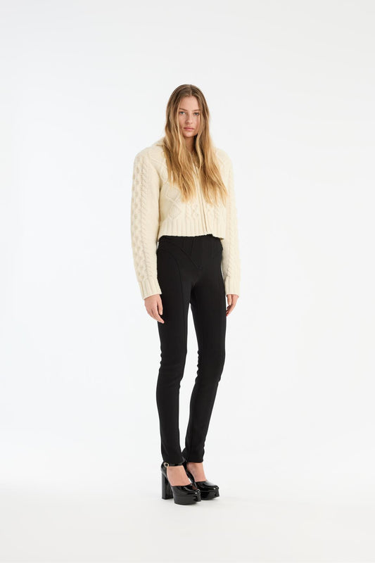 Knit Cable Zip Cardigan Egret