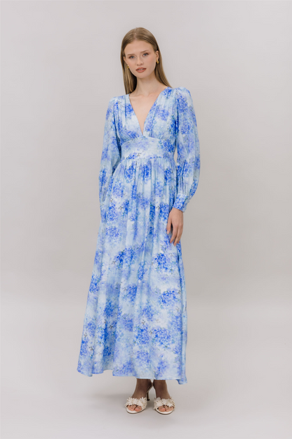 Livorno Dress Blue Flower Aop.