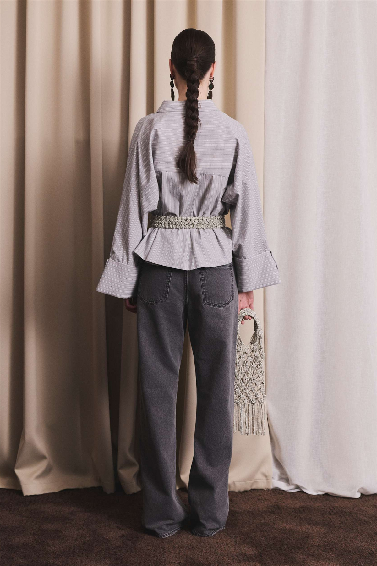Atari Embellish Shirt Grey Stripe