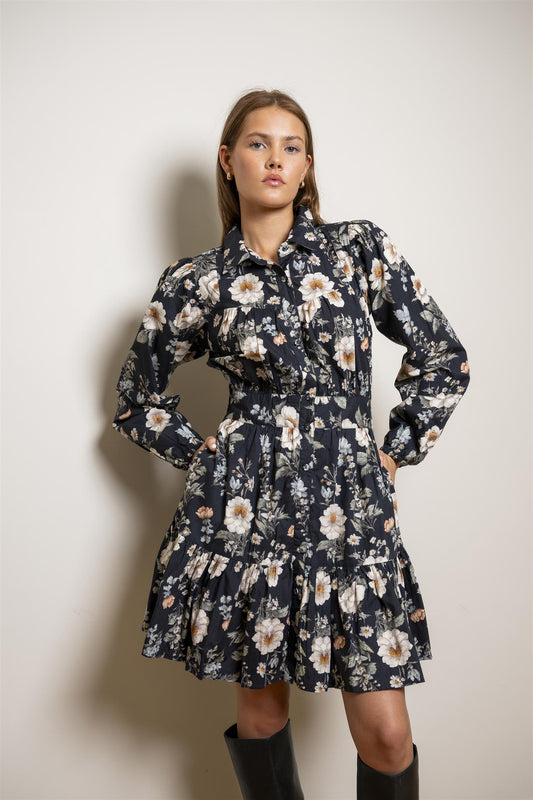 Vicky Dress Antique Black Poplin
