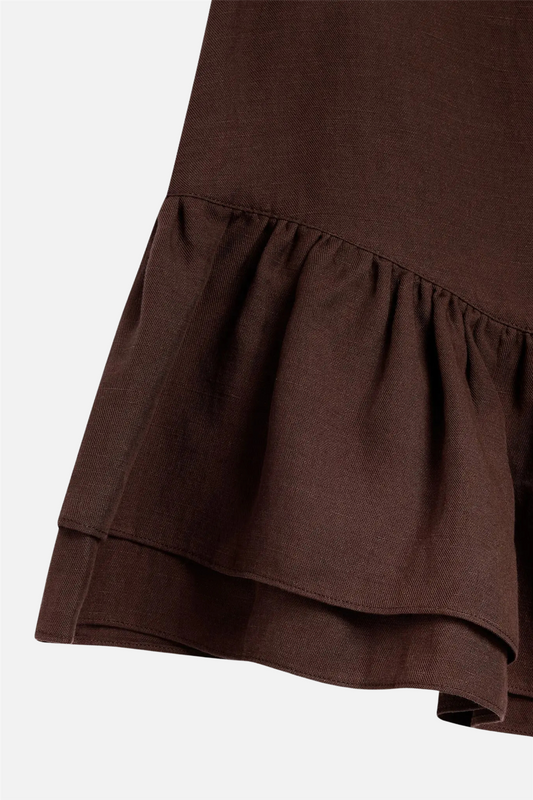 Posy Linen Skirt Cocoa Brown